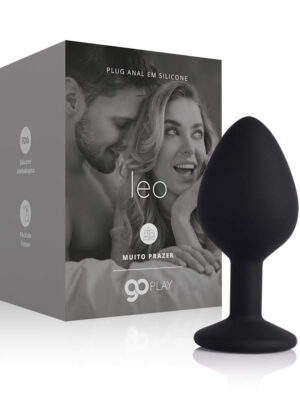 Plug Anal em Silicone Go Play Leo Médio Preto