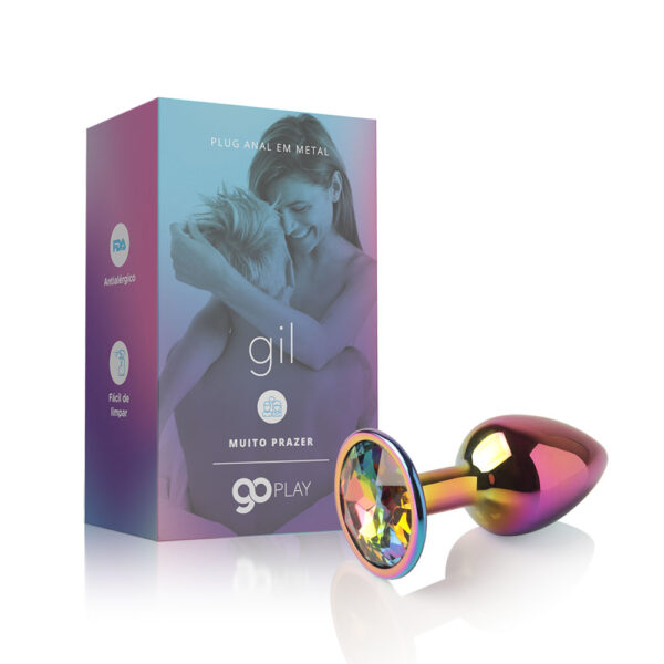 Plug Anal Metal Go Play Gil Furta-Cor - 7 cm x 2,5 cm