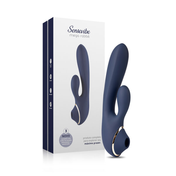 Vibrador e Estimulador Recarregável Sensevibe Mega Rabbit