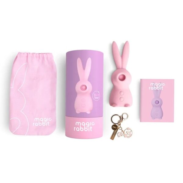 Conteúdo da embalagem do Magic Rabbit, estimulador de clitória da linha Ingrid Guimarães